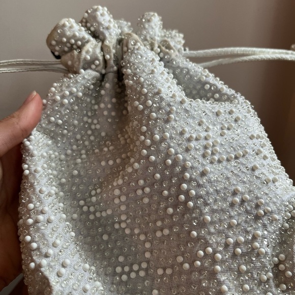 Vintage Unbranded 1960s Reversible Beaded Drawstring Small Evening Purse - Picture 4 of 8